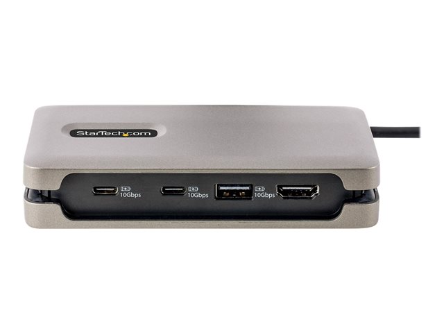 StarTech.com USB-C Multiport Adapter, 4K 60Hz HDMI 2.0b, HDR, USB 3.2 Gen 2 10Gbps Hub (2xUSB-C, 1xUSB-A), 100W PD Pass-Through, Mini Travel Dock, 12\"/30cm Cable, Laptop Docking Station - Docking station - USB-C 3.2 Gen 2 / Thunderbolt 3 / Thunderbolt 4 - HDMI - 1GbE - 15 Watt