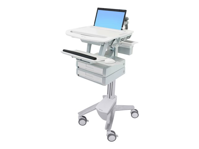 Ergotron StyleView - Cart - open architecture - for notebook / PC equipment - medical - plastic, aluminium, zinc-plated steel - grey, white, polished aluminium - screen size: 17.3\" wide