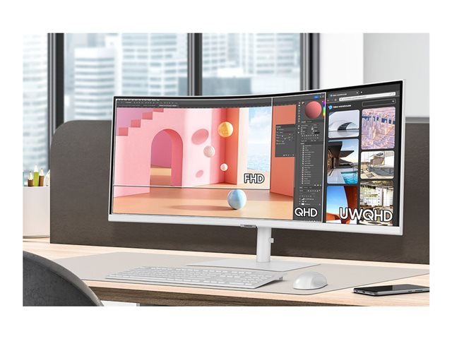 Samsung ViewFinity S6 S34C650TAU - S65TC Series - LED monitor - curved - 34\" - 3440 x 1440 UWQHD @ 100 Hz - VA - 350 cd/m² - 3000:1 - HDR10 - 5 ms - 2x Thunderbolt 4, HDMI, DisplayPort - speakers - warm white