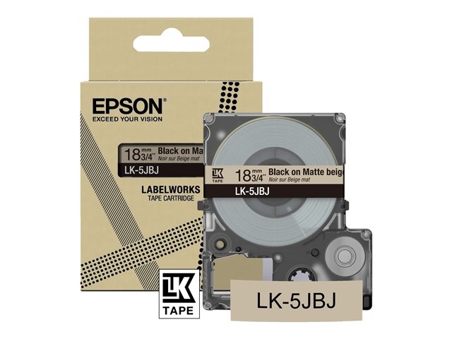 Epson LabelWorks LK-5JBJ - Black on matte beige - Roll (1.8 cm x 8 m) 1 cassette(s) hanging box - tape cartridge - for LabelWorks LW-C410, LW-C610