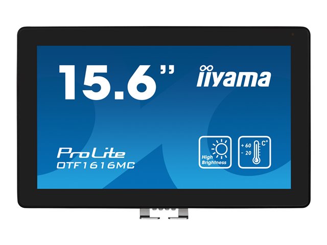 iiyama ProLite OTF1616MC-B1 - LED monitor - 15.6\" - open frame - touchscreen - 1920 x 1080 Full HD (1080p) @ 60 Hz - VA - 1100 cd/m² - 800:1 - 25 ms - HDMI, VGA, DisplayPort - black