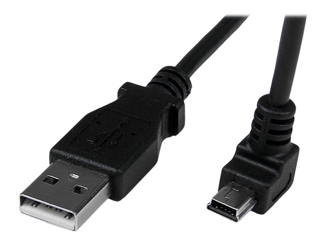 StarTech.com Down Angle Mini USB Cable - 2m - Black - USB A to Mini USB B - USB to Mini USB Cable - Mini USB Charger - USB A to Mini B (USBAMB2MD) - USB cable - USB (M) to mini-USB Type B (M) - USB 2.0 - 2 m - 90° connector, molded - black