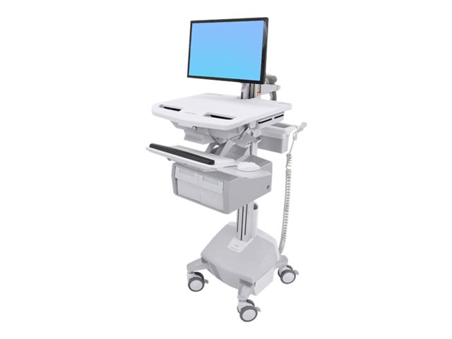 Ergotron StyleView Cart with LCD Arm, LiFe Powered, 2 Tall Drawers - Cart - open architecture - for LCD display / PC equipment - lockable - aluminium, zinc-plated steel, high-grade plastic - screen size: up to 24\" - 40 Ah - lithium - TAA Compliant