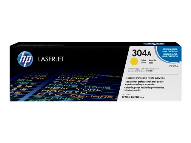 HP 304A - Yellow - original - LaserJet - toner cartridge (CC532A) - for Color LaserJet CM2320fxi, CM2320n, CM2320nf, CP2025, CP2025dn, CP2025n, CP2025x