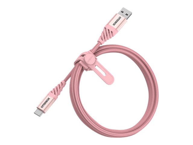 OtterBox Premium - USB cable - 24 pin USB-C (M) to USB (M) - USB 2.0 - 3 A - 1 m - sparkling rose