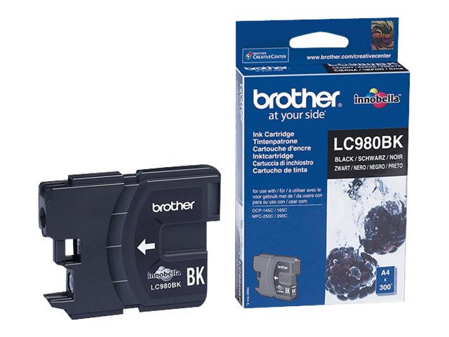 Brother LC980BK - Black - original - ink cartridge - for Brother DCP-145, 163, 167, 193, 195, 197, 365, 373, 375, 377, MFC-250, 255, 290, 295, 297
