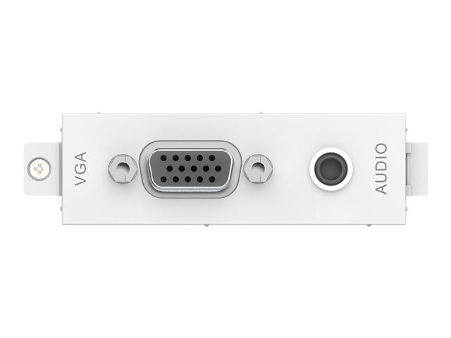 VISION Techconnect Modular AV Faceplate - LIFETIME WARRANTY - VGA and Minijack module - female 15-pin VGA and minijack socket for audio on front - bare-wire phoenix connectors on rear - suits pre-terminated Vision cables - fixes into Techconnect surrounds - plastic - white