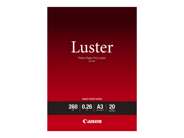 Canon Photo Paper Pro Luster LU-101 - Luster - 260 micron - A3 (297 x 420 mm) - 260 g/m² - 20 sheet(s) photo paper - for PIXMA PRO-1, PRO-10, PRO-100
