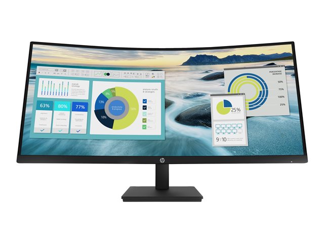 HP P34hc G4 - P-Series - LED monitor - curved - 34\" - 3440 x 1440 WQHD @ 60 Hz - VA - 250 cd/m² - 3500:1 - 5 ms - HDMI, DisplayPort, USB-C - speakers - black