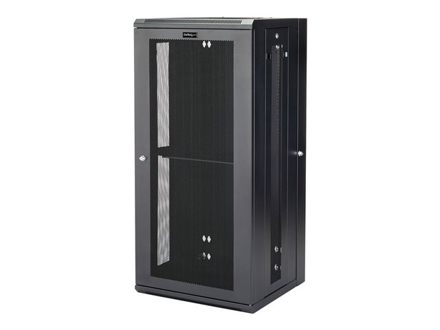 StarTech.com 26U 19\" Wall Mount Network Cabinet, 16\" Deep Hinged Locking IT Network Switch Depth Enclosure, Assembled Vented Computer Equipment Data Rack with Shelf & Flexible Side Panels - 26U Vented Cabinet (RK2620WALHM) - Rack enclosure cabinet -