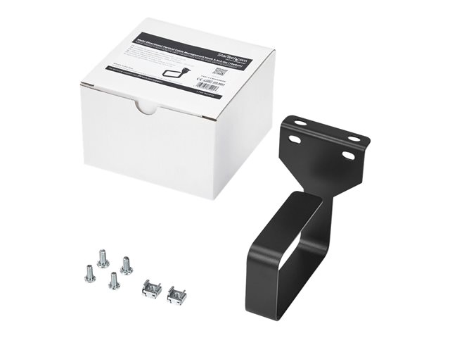 StarTech.com 2.4 x 3.9in Vertical Cable Management D Ring - 1.5U Metal D-Ring Hooks - Wire Organizer for 2 or 4-Post Network/Server Racks (CMHOOKMW) - Cable management ring - black - 1U - for P/N: RACK-18U-20-WALL-OA, RACK-21U-20-WALL-OA, RACK-24U-20-WALL-OA, RK3236BKF, RKQMCAB12V2