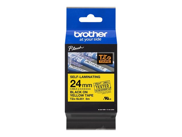 Brother TZe-SL651 - Self-adhesive - black on yellow - Roll (2.4 cm x 8 m) 1 cassette(s) laminated tape - for P-Touch PT-D800W, PT-E550WSP, PT-E550WVP, PT-P900W, PT-P950NW