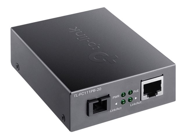 TP-Link TL-FC111PB-20 V2 - Fibre media converter - 100Mb LAN - 10Base-T, 100Base-TX, WDM - SC single-mode / RJ-45 - up to 20 km - 1550 (RX) / 1310 (TX) nm