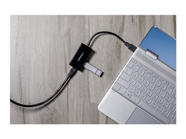 StarTech.com 2 Port USB 3.0 Hub with Ethernet - USB 3.0 x 2 - Gigabit Ethernet Network Adapter for Windows / Mac / Chrome (USB31000S2H) - Network adapter - USB 3.0 - Gigabit Ethernet x 1 - black