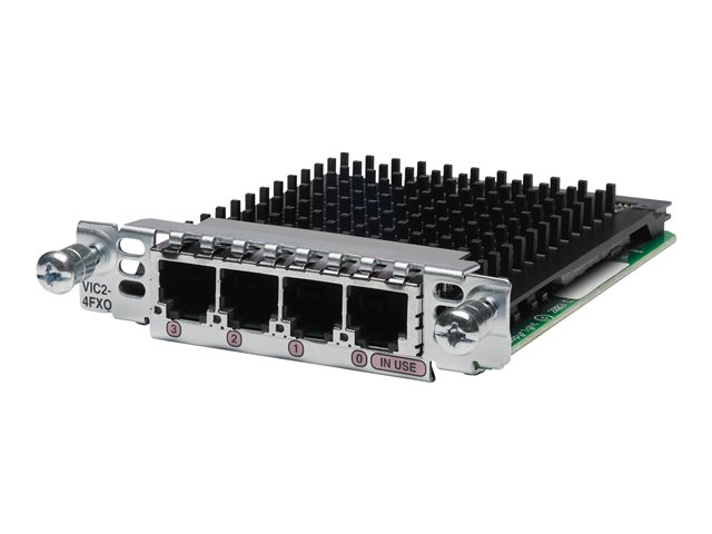 Cisco IP Unified Communications Voice/Fax Network Module - Voice interface card - FXO - analogue ports: 4 - for Cisco 17XX, 26XX, 28XX, 29XX, 36XX, 37XX, 3845 V3PN, 38XX, 39XX