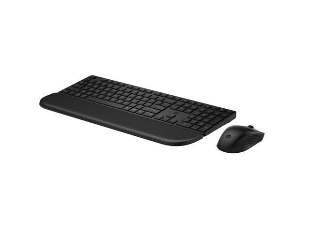 HP 580C - Keyboard and mouse set - ambidextrous, 3-zone layout, standard key travel - full size - 2.4 GHz - QWERTY - International English - black