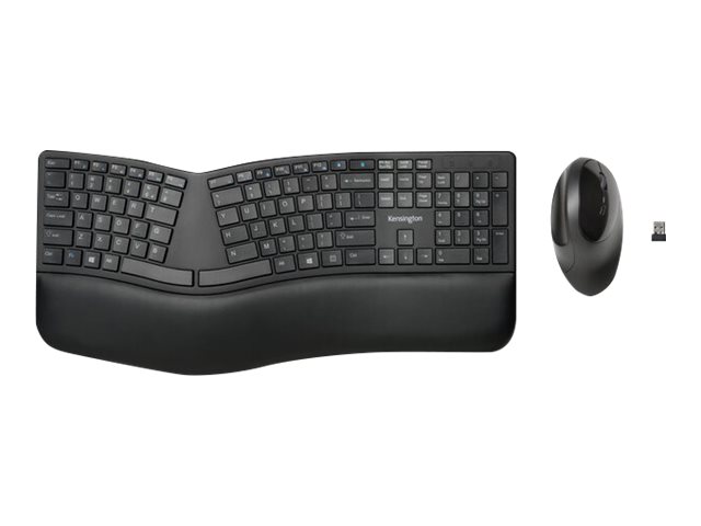 Kensington Pro Fit Ergo Wireless Keyboard and Mouse - Keyboard and mouse set - wireless - 2.4 GHz, Bluetooth 4.0, Bluetooth 4.2 - French - black