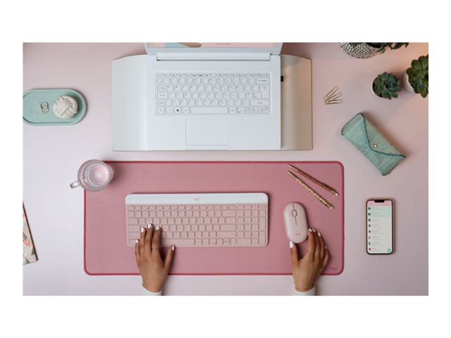 Logitech Slim Wireless Combo MK470 - Keyboard and mouse set - wireless - 2.4 GHz - QWERTY - US International - rose