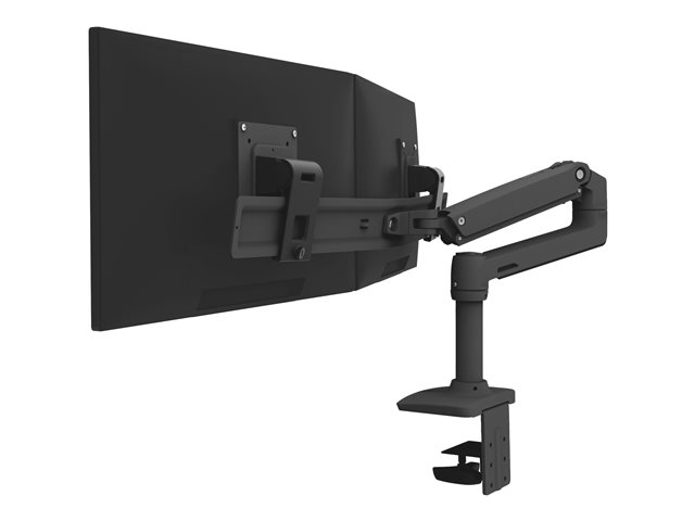 Ergotron LX - Mounting kit (articulating arm, extension, base, 2-piece desk clamp, dual displays bow, 2 pivots, 8\" pole) - for 2 LCD displays - dual direct - matte black - screen size: up to 25\"