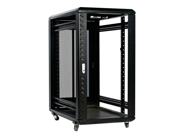 StarTech.com 22U Server Rack Cabinet with secure locking door - 4 Post Adjustable Depth (5.5\" to 28.7\") - 1768 lb capacity - 19 inch Portable Network Equipment Enclosure on wheels/casters (RK2236BKF) - Rack - 22U - for P/N: CABCAGENUTS6, CABSCREWM52, CABSCREWSM6, CABSCRWM520, CABSCRWM620, CABSCRWS1224