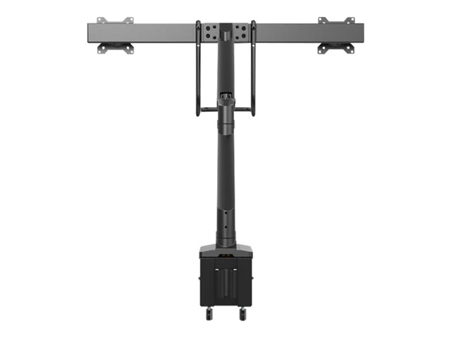 StarTech.com Desk Mount Dual Monitor Arm, Ergonomic Dual Monitor VESA Mount for 32\" 17.6lbs (8kg) Displays, Crossbar Handle for Synchronized Full Motion, Height Adjustable, C-Clamp/Grommet - Small Footprint Design (ARMSLMBARDUO) - Mounting kit - adjustable arm - for 2 monitors - heavy duty steel - black - screen size: 17\"-32\" - desk-mountable
