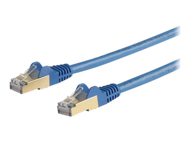StarTech.com 10m CAT6A Ethernet Cable, 10 Gigabit Shielded Snagless RJ45 100W PoE Patch Cord, CAT 6A 10GbE STP Network Cable w/Strain Relief, Blue, Fluke Tested/UL Certified Wiring/TIA - Category 6A - 26AWG (6ASPAT10MBL) - Patch cable - RJ-45 (M) to RJ-45 (M) - 10 m - STP - CAT 6a - molded, snagless - blue