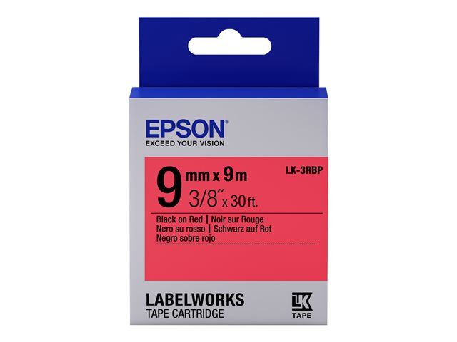 Epson LabelWorks LK-3RBP - Black on red - Roll (0.9 cm x 9 m) 1 roll(s) label tape - for LabelWorks LW-1000, LW-300, LW-400, LW-600, LW-700, LW-900, LW-K400, LW-Z700, LW-Z900