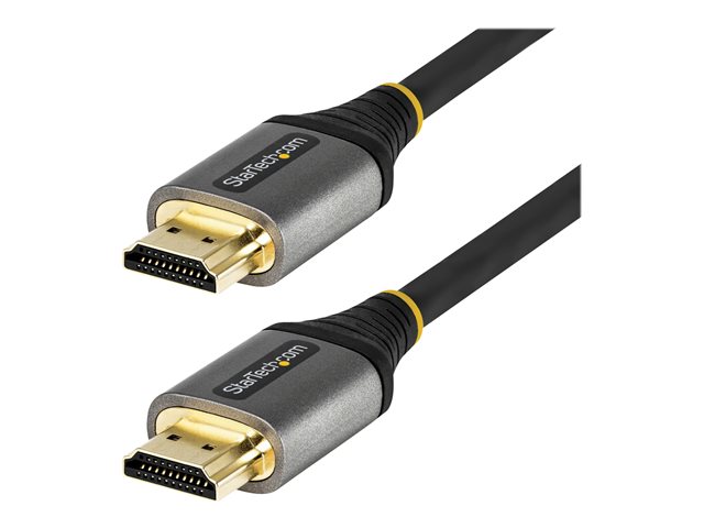 StarTech.com 10ft (3m) Premium Certified HDMI 2.0 Cable with Ethernet, High Speed Ultra HD 4K 60Hz HDMI Cable HDR10, ARC, HDMI Cord For Ultra HD Monitors, TVs, Displays, w/ TPE Jacket - Durable HDMI Video Cable (HDMMV3M) - Premium High Speed - HDMI cable with Ethernet - HDMI male to HDMI male - 3 m - shielded - grey, black - passive, 4K60Hz (3840 x 2160) support