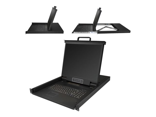 StarTech.com 16 Port Rackmount KVM Console with 6ft Cables, Integrated KVM Switch with 19\" LCD Monitor, Fully Featured 1U LCD KVM Drawer- OSD KVM, Durable 50,000 MTBF, USB + VGA Support - 19in. LCD KVM Console (RKCONS1916K) - KVM console with KVM switch - 16 ports - PS/2, USB - US - 19\" - rack-mountable - 1280 x 1024 - 250 cd/m² - 1000:1 - VGA - black - 1U