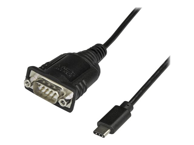 StarTech.com USB C to Serial Adapter Cable with COM Port Retention, 16\" (40cm) USB Type C to RS232 (DB9) Serial COM Port Converter Cable, For PLCs, Scanners, Printers, Windows/macOS/Linux - Up to 921.6 Kbps Baud (ICUSB232PROC) - USB / serial cable - DB-9 (M) to 24 pin USB-C (M) - 40 cm - black