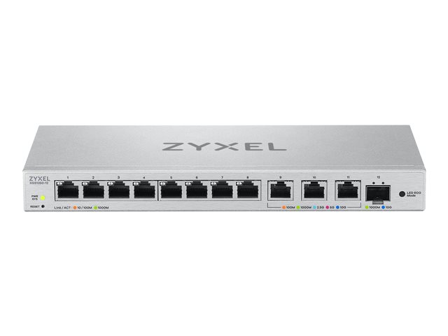 Zyxel XGS1250-12 - Switch - Managed - 8 x 10/100/1000 + 3 x 1/2.5/5/10GBase-T + 1 x 1 Gigabit / 10 Gigabit SFP+ - desktop