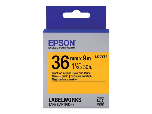 Epson LabelWorks LK-7YBP - Black on yellow - Roll (3.6 cm x 9 m) 1 roll(s) label tape - for LabelWorks LW-1000P, LW-900P, LW-Z900FK