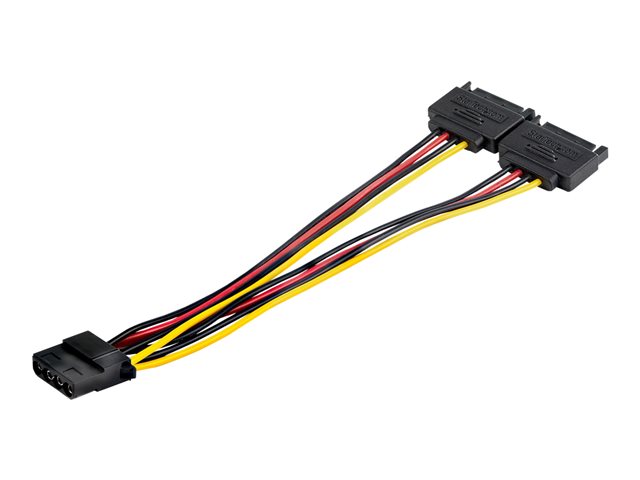 StarTech.com Dual SATA to LP4 Power Doubler Cable Adapter, 2 SATA to 4 Pin LP4 Internal PC Peripheral Power Supply Connector, SATA Y Cable, Male/Female, 18 AWG Wire, 9 Amps at 12V (108W) - 18AWG Copper Wires (DSATPMOLP4) - Power adapter - SATA power (M) to 4 PIN internal power (F) - 5 - 12 V - 9 A - 19.1 cm