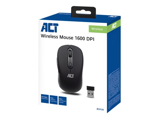Muis - rechts- en linkshandig - optisch - 4 knoppen - draadloos - 2.4 GHz - USB draadloze ontvanger - zwart - hangdoos