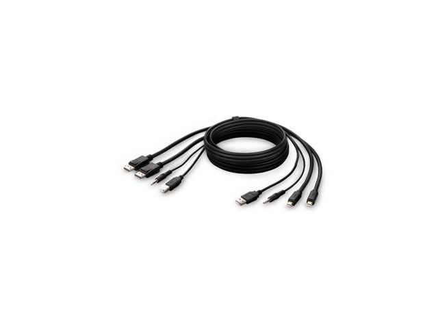 Belkin Secure KVM Combo Cable - Video / USB / audio cable - TAA Compliant - USB, mini jack, Mini DisplayPort (M) to USB Type B, mini jack, DisplayPort (M) - 1.83 m - passive, 4K support