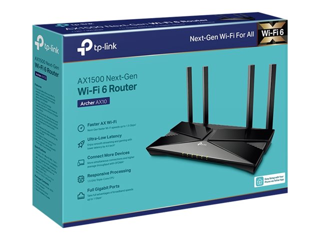 TP-Link Archer AX10 - Wireless router 4-port switch - 1GbE - Wi-Fi 6 - Dual Band
