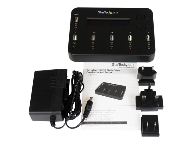 StarTech.com Standalone 1:5 USB Flash Drive Duplicator and Eraser - Flash Drive (USB 3.0/2.0/1.1) Copier - 2 Duplication Modes (USBDUP15) - USB drive duplicator - 5 bays