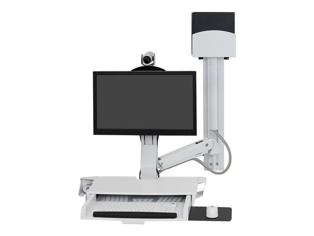 Ergotron SV Combo System with Worksurface & Pan, Small CPU Holder - Mounting kit (CPU holder, wrist rest, wall mount bracket, track mount bracket kit, slide-out mouse tray, monitor mount, barcode scanner and mouse holder, combo arm, work surface with