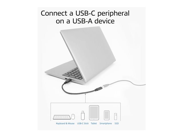 USB Type-A male to USB Type-C female adapter 0.2m