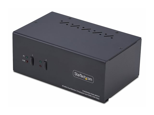 2-Port Dual-Monitor DP+HDMI KVM Switch