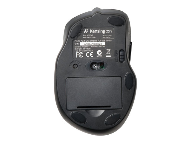 Kensington Pro Fit Full-Size - Mouse - right-handed - optical - 6 buttons - wireless - 2.4 GHz - USB wireless receiver - black