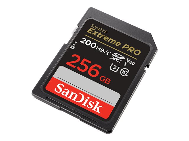 SanDisk Extreme Pro - Flash memory card - 256 GB - Video Class V30 / UHS-I U3 / Class10 - SDXC UHS-I