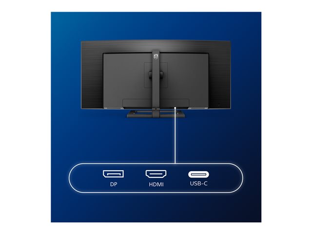 Philips E-line 346E2CUAE - LED monitor - curved - 34\" - 3440 x 1440 UWQHD @ 100 Hz - VA - 300 cd/m² - 3000:1 - 1 ms - HDMI, DisplayPort, USB-C - speakers - textured black