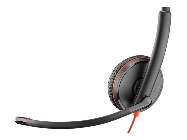Poly Blackwire 3225 Stereo USB-C Headset +3.5mm Plug +USB-C/A Adapter - Replaces Poly SKU 209751-22
