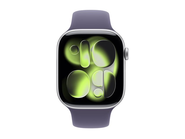 Apple Watch Series 11 GPS 46mm Silver Aluminium Case with Purple Fog Sport Band - M/L