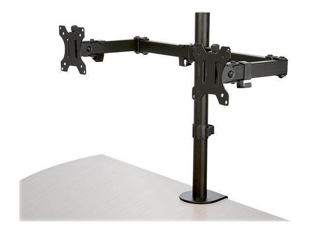 StarTech.com Desk Mount Dual Monitor Arm, Desk Clamp / Grommet VESA Monitor Mount for up to 32 inch Displays, Ergonomic Articulating Monitor Arm, Height Adjustable/Tilt/Swivel/Rotating - Space-saving Design (ARMDUAL2) - Mounting kit - adjustable arm - for 2 monitors - steel - black - screen size: 13\"-32\" - desk-mountable