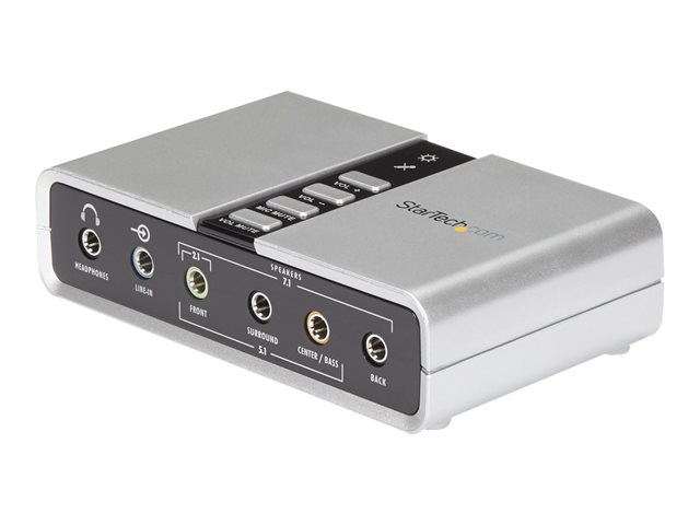 StarTech.com 7.1 USB Sound Card - External Sound Card for Laptop with SPDIF Digital Audio - Sound Card for PC - Silver (ICUSBAUDIO7D) - Sound card - 48 kHz - 7.1 - USB 2.0 - for P/N: MU15MMS, MU6MMS