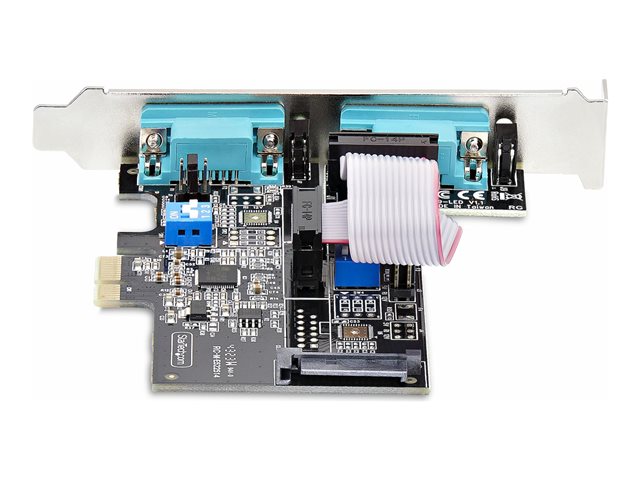StarTech.com 2-Port Serial PCIe Card, Dual-Port PCI Express to RS232/RS422/RS485 (DB9) Serial Card, Low-Profile Brackets Incl., 16C1050 UART, TAA-Compliant, Windows/Linux, TAA Compliant - Level-4 ESD Protection (2S232422485-PC-CARD) - Serial adapter