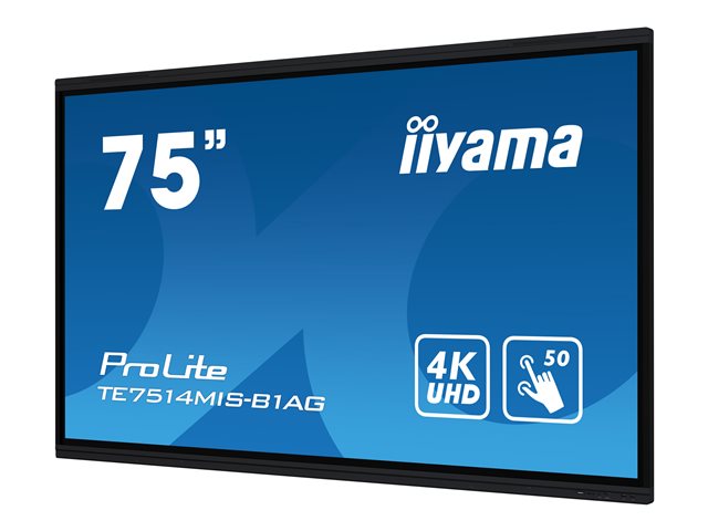 iiyama ProLite TE7514MIS-B1AG - 75\" Diagonal Class LED-backlit LCD display - interactive digital signage - with touchscreen - 4K UHD (2160p) 3840 x 2160 - matte black