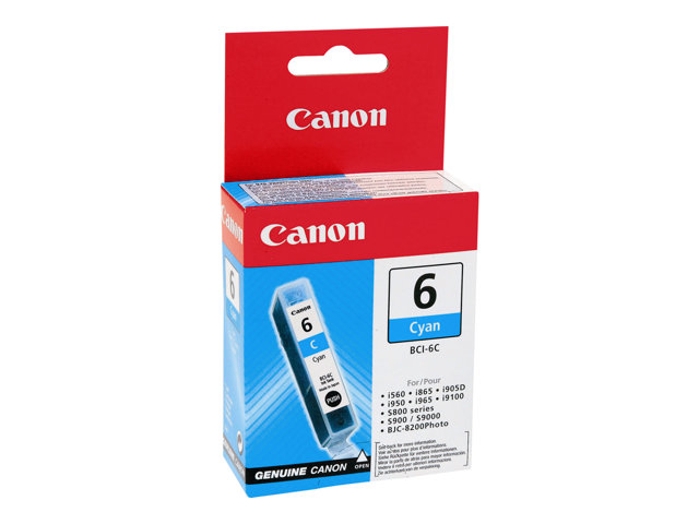 Canon BCI-6C - Cyan - original - ink tank - for i96X, 990, 99XX, PIXMA IP3000, IP4000, iP5000, iP6000, iP8500, MP750, MP760, MP780, S830